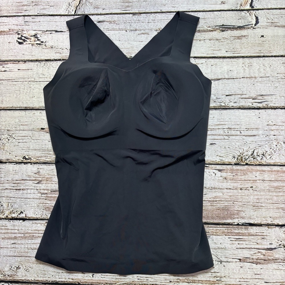 Evelyn Bobbie Defy Shapewear Cami Small Black Molded Cups Built In Bra Tank Slim